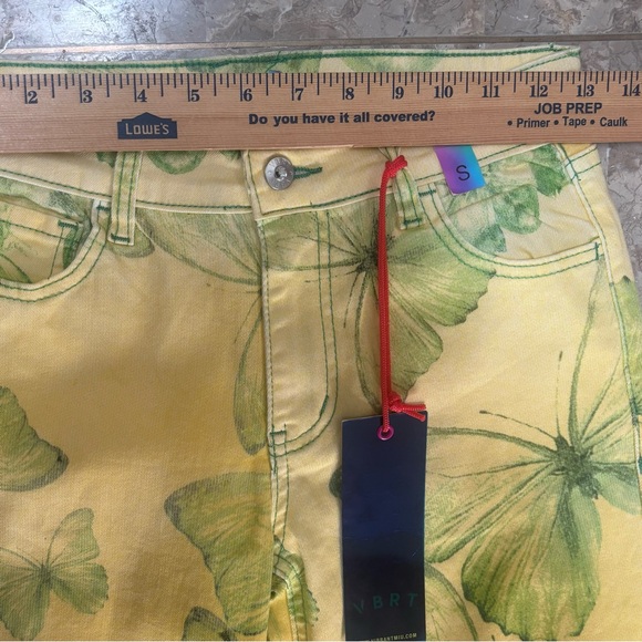 NWT VBRT Vibrant Miu Butterfly Print Yellow Green Wide Leg Fairycore Jeans S - Picture 12 of 13